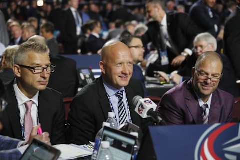 VANCOUVER, BRITISH COLUMBIA – JUNE 22: Jarmo Kekäläinen of the Columbus Blue Jackets works the 2019 NHL Draft at Rogers Arena on June 22, 2019 in Vancouver, Canada. (Photo by Bruce Bennett/Getty Images)