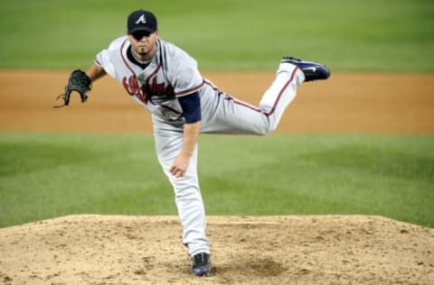 WASHINGTON – SEPTEMBER 24: Billy Wagner #13 of the Atlanta Braves pitches against the Washington Nationals on September 24, 2010 at Nationals Park in Washington, D.C. The Nationals won 8-3. (Photo by Mitchell Layton/Getty Images)