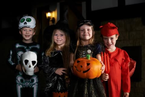 Kids dressed up for Halloween.