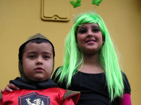 Kids dressed up for Halloween.