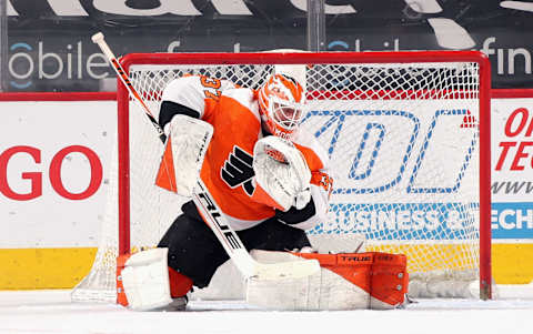 PHILADELPHIA, PENNSYLVANIA – MAY 10: Brian Elliott #37 of the Philadelphia Flyers skates against the New Jersey Devils. (Photo by Bruce Bennett/Getty Images)