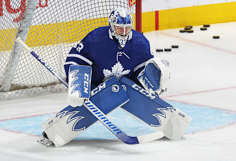 TORONTO, ON – MAY 6: David Rittich #33 of the Toronto Maple Leafs .(Photo by Claus Andersen/Getty Images)