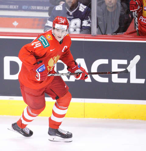 VANCOUVER , BC – JANUARY 4: Klim Kostin #24 of Russia skates against the United States during a semi-final game at the IIHF World Junior Championships at Rogers Arena on January 4, 2019 in Vancouver, British Columbia, Canada. (Photo by Kevin Light/Getty Images)