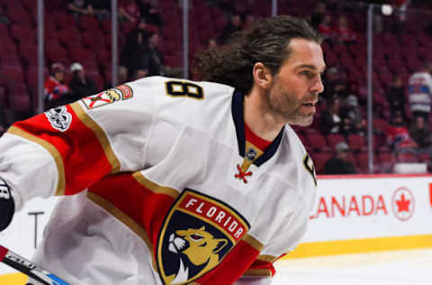 MONTREAL, QC – MARCH 30: Look on Florida Panthers Right Wing Jaromir Jagr (68) at warmup before the Florida Panthers versus the Montreal Canadiens game on March 30, 2017, at Bell Centre in Montreal, QC (Photo by David Kirouac/Icon Sportswire via Getty Images)