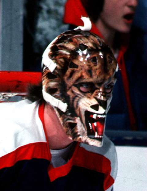 2004 Season: Gilles Gratton of the Rangers wears his famous tiger mask. (Photo by Melchior DiGiacomo/Getty Images)