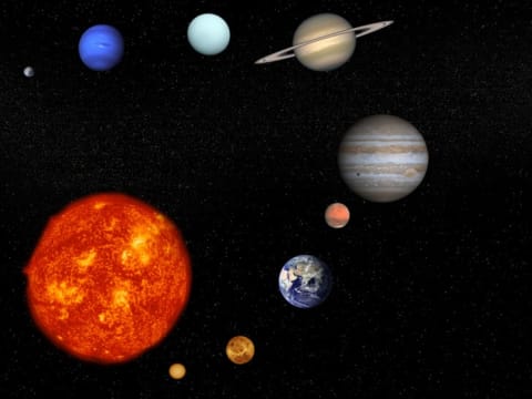 An artist's concept of the solar system.