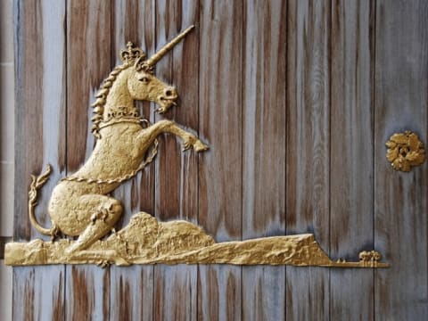 You'll find unicorns at Edinburgh's Palace of Holyroodhouse.