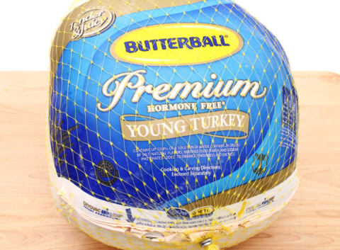 A frozen Butterball turkey.