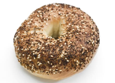 Bagel from above on white background