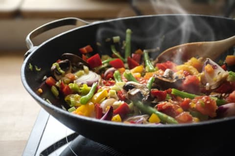 Wok of stir-fry.