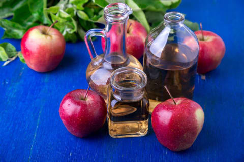 Jars of apple vinegars.