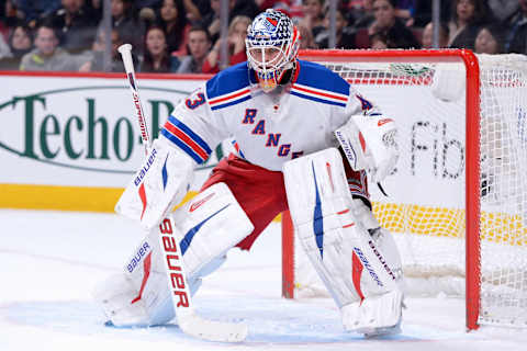 MONTREAL, CANADA – FEBRUARY 23: Martin Biron #43 of the New York Rangers watches play during the NHL game against the Montreal Canadiens at the Bell Centre on February 23, 2013 in Montreal, Quebec, Canada. The Canadiens defeated the Rangers 3-0. (Photo by Richard Wolowicz/Getty Images)