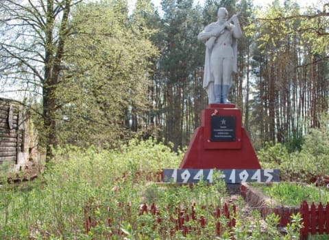 Old war memorial in an abandoned town in Belarus.