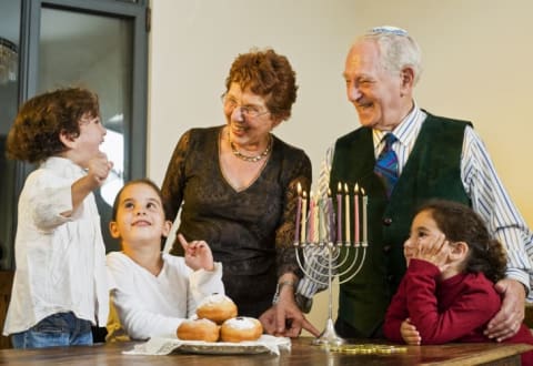 a family at hanukkah