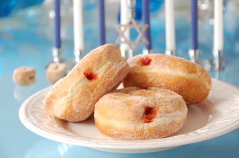 plate of Sufganiyot for Hanukkah