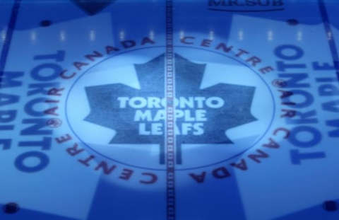 Toronto Maple Leafs logo at center ice before the start of the game against the Tampa Bay Lightning at Air Canada Centre. Mandatory Credit: Tom Szczerbowski-USA TODAY Sports