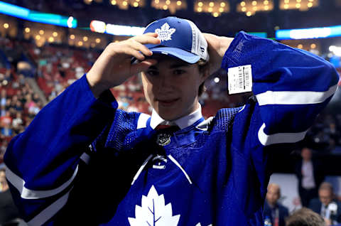 MONTREAL, QUEBEC – JULY 08: Fraser Minten is selected by the Toronto Maple Leafs  . (Photo by Bruce Bennett/Getty Images)