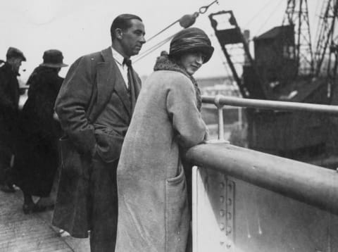 Couple on board a ship, circa the 1920s.