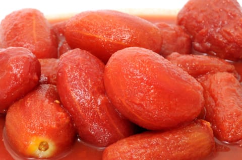 Peeled tomatoes in a bowl