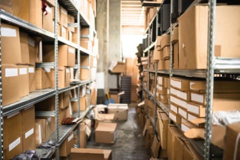 Shelves in a retail store