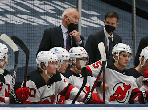 Head coach Lindy Ruff of the New Jersey Devils. (Photo by Bruce Bennett/Getty Images)