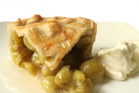 Slice of gooseberry pie.