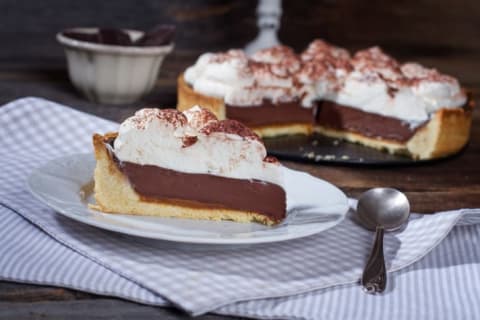 Slice of chocolate mousse pie.