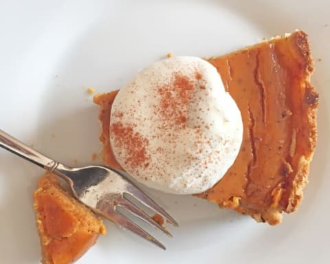 A slice of sweet potato pie.