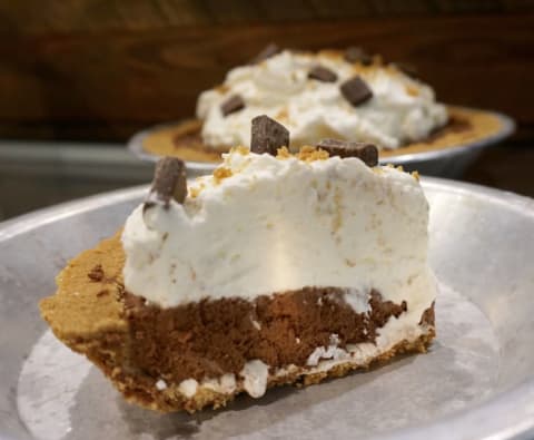 A slice of s'mores pie.