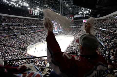 DENVER, CO – APRIL 19: Fans of the Colorado Avalanche enjoy Game Two of the First Round of the 2014 Stanley Cup Playoffs against the Minnesota Wild in at the Pepsi Center on April 19, 2014 in Denver, Colorado. (Photo by Michael Martin/NHLI via Getty Images)