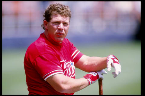 29 Apr 1993: Outfielder Lenny Dykstra of the Philadelphia Phillies stands on the field during a game against the San Diego Padres at Jack Murphy Stadium in San Diego, California.