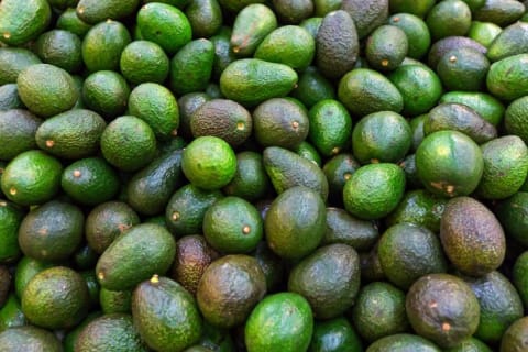 A pile of avocados in various stages of ripeness