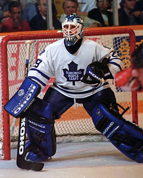 TORONTO, ON – SEPTEMBER 27: Felix Potvin #29 of the Toronto Maple Leafs (Photo by Graig Abel/Getty Images)