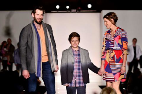 NEWPORT BEACH, CA – MARCH 16: (L-R) Ryan Kesler, Logan Schaefer, and Andrea Kesler attend the Anaheim Lady Ducks Fashion Show Luncheon. (Photo by Jerod Harris/Getty Images for Bloomingdale’s)