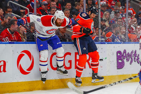 EDMONTON, AB – NOVEMBER 13: Montreal Canadiens Defenceman Jordie Benn David Schlemko Karl Alzner (Photo by Curtis Comeau/Icon Sportswire via Getty Images)