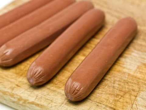 Raw dogs sitting on a table