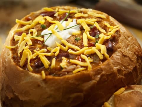 Bread bowl of chili.