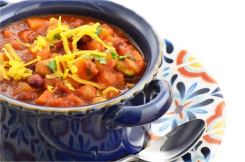 Bowl of vegetarian chili.