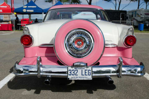 Spare tire on a classic car.