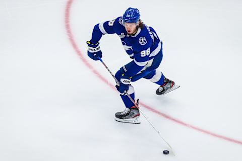 Tampa Bay Lightning defenseman Mikhail Sergachev (98). Mandatory Credit: Sergei Belski-USA TODAY Sports