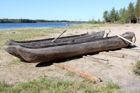 Dugout boats at Kierikki Stone Age Centre