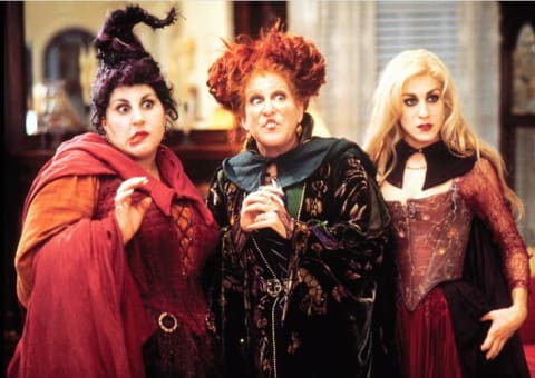 Bette Midler, Sarah Jessica Parker, and Kathy Najimy in Hocus Pocus (1993).