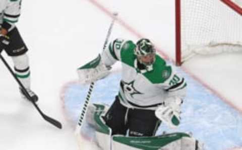 EDMONTON, ALBERTA – AUGUST 31: Ben Bishop #30 of the Dallas Stars tends net against the Colorado Avalanche in Game Five of the Western Conference Second Round during the 2020 NHL Stanley Cup Playoffs at Rogers Place on August 31, 2020 in Edmonton, Alberta, Canada. (Photo by Bruce Bennett/Getty Images)