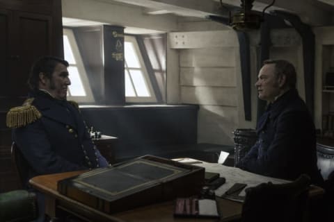 Captain Francis Crozier (Jared Harris), right, tries to convince Sir John that they're going to need rescuing pretty soon.