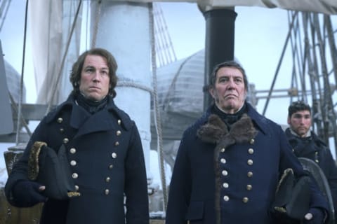 Capt. James Fitzjames (Tobias Menzies), left, and Sir John Franklin (Ciaran Hinds) survey the ice.