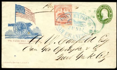 A Pony Express letter carried from San Francisco to New York in 12 days in June 1861.