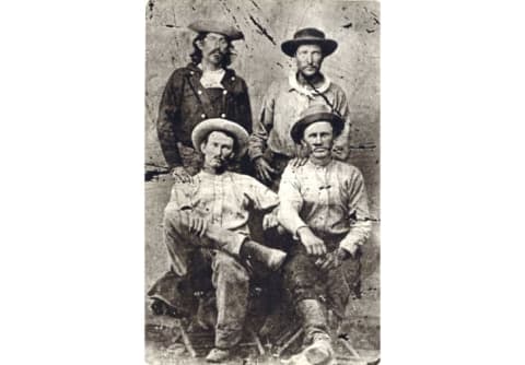 Clockwise from top left: Billy Richardson, Johnny Fry, Gus Cliff, Charles Cliff. Fry is thought to be the first eastbound rider on the Pony Express.