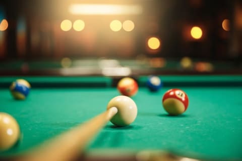 A picture of a pool table