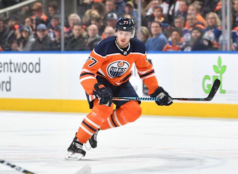 EDMONTON, AB – MARCH 1: Oscar Klefbom #77 of the Edmonton Oilers skates during the game against the Nashville Predators on March 1, 2018 at Rogers Place in Edmonton, Alberta, Canada. (Photo by Andy Devlin/NHLI via Getty Images) *** Local Caption *** Oscar Klefbom