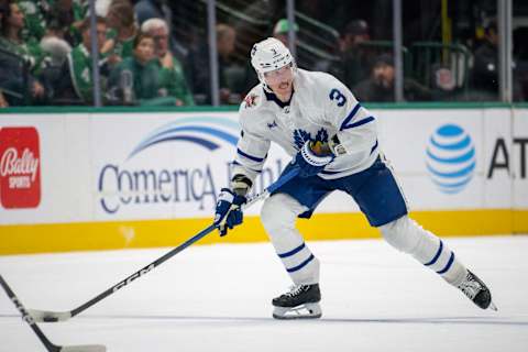 Oct 26, 2023; Dallas, Texas, USA; Toronto Maple Leafs defenseman John Klingberg (3)   Credit: Jerome Miron-USA TODAY Sports